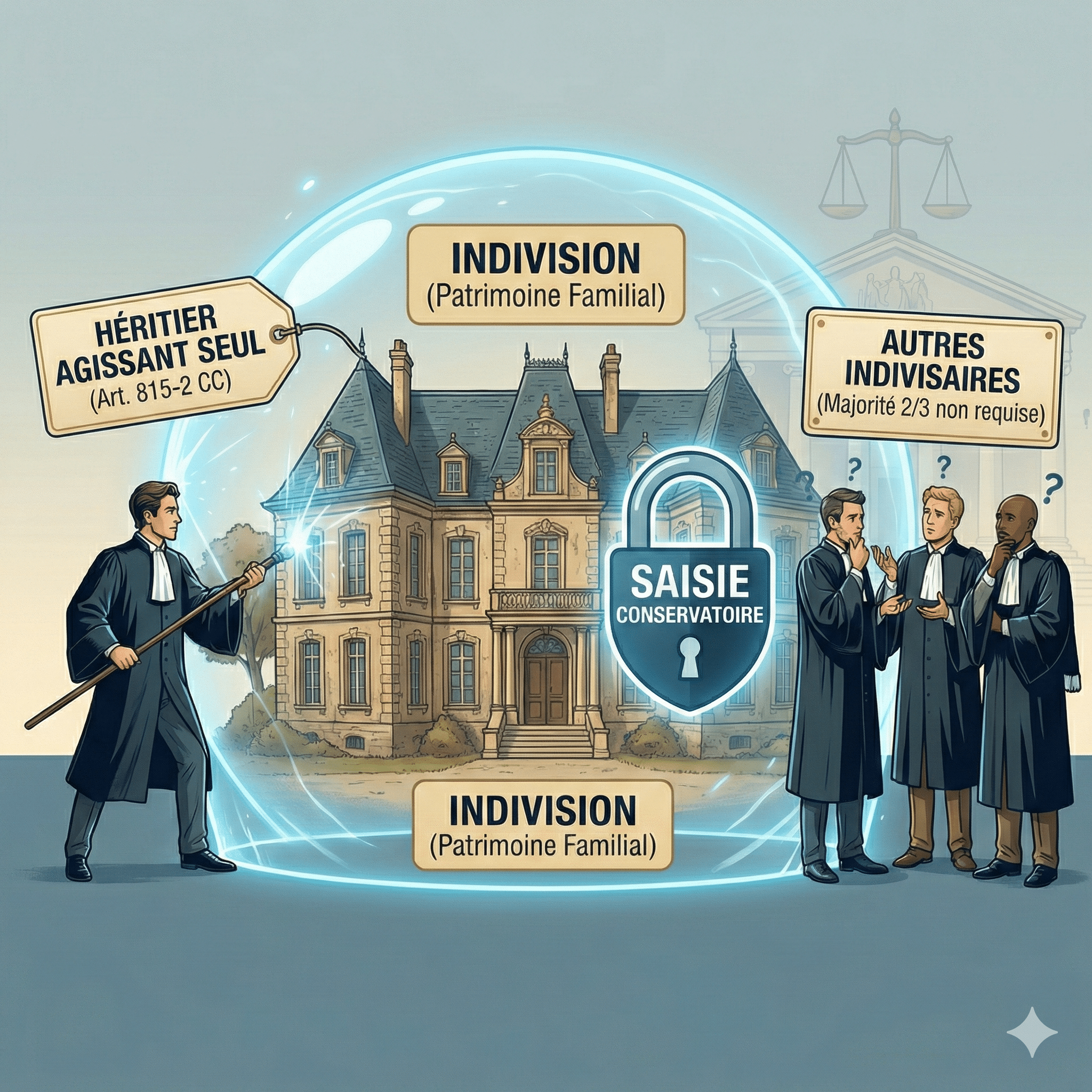 Saisie conservatoire en indivision : un seul indivisaire peut agir, sans majorité des deux tiers