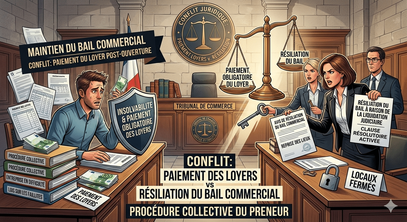 Quand l’action en paiement des loyers et en résiliation du bail est percutée par la procédure collective du preneur.