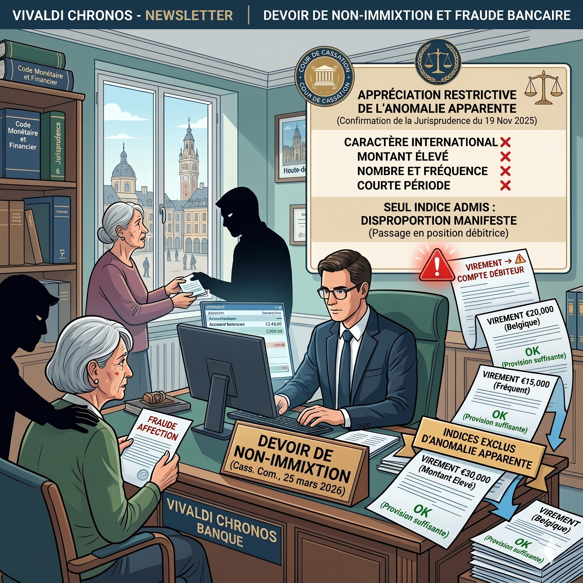 Devoir de non-immixtion du banquier : la Cour de cassation confirme l’appréciation restrictive de l’anomalie apparente