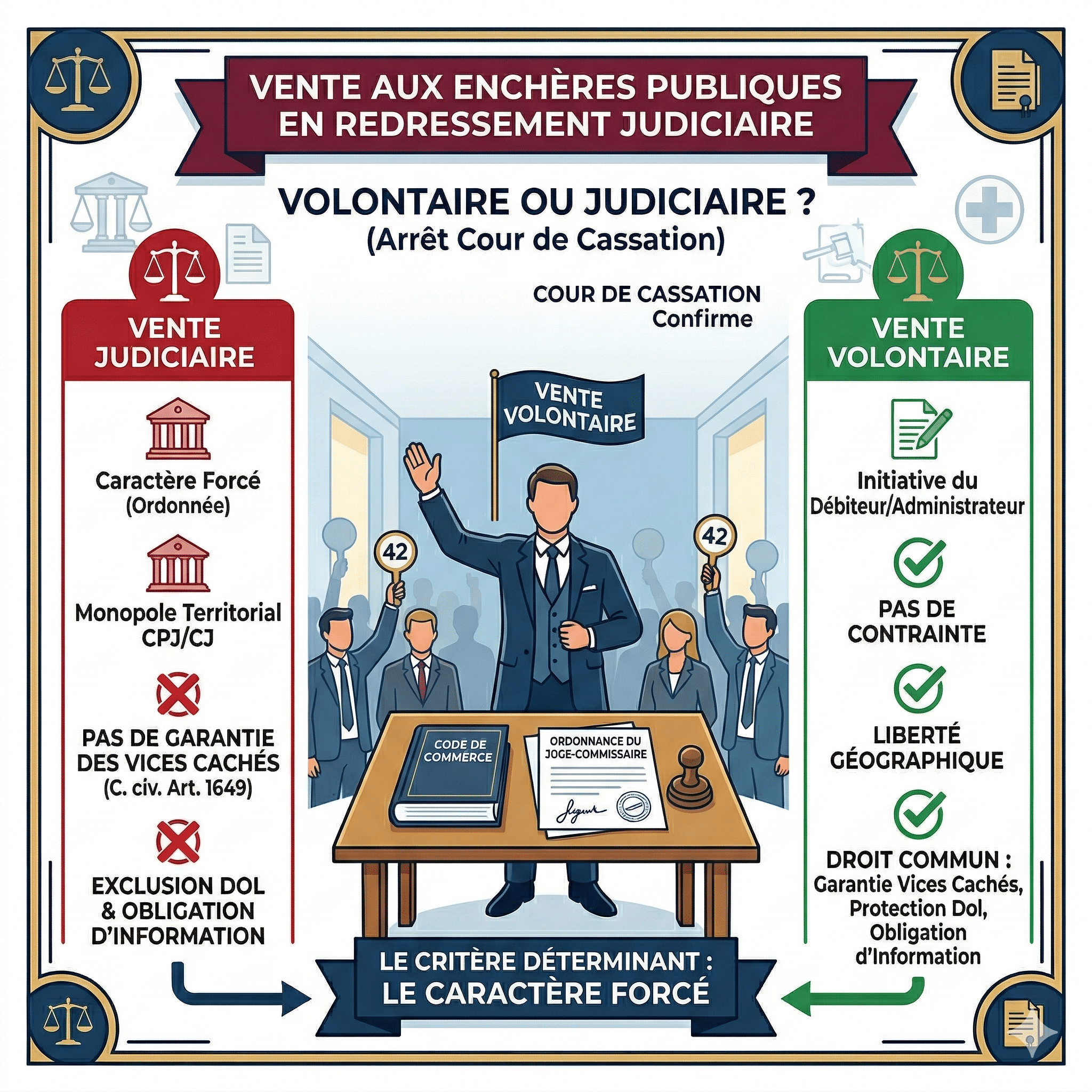 Vente aux enchères publiques en redressement judiciaire : vente volontaire ou vente judiciaire ?