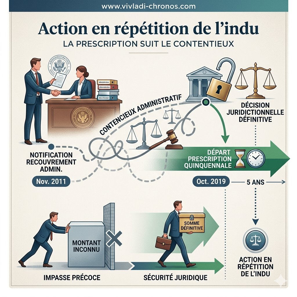 Action en répétition de l’indu : la prescription court à compter de la fin du contentieux administratif