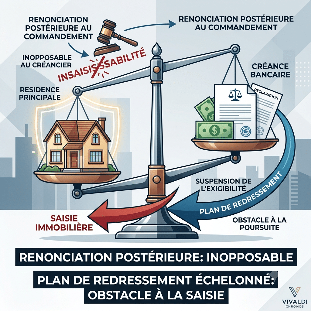 Renonciation à l’insaisissabilité de la résidence principale : quels effets du plan de redressement sur la saisie immobilière ?